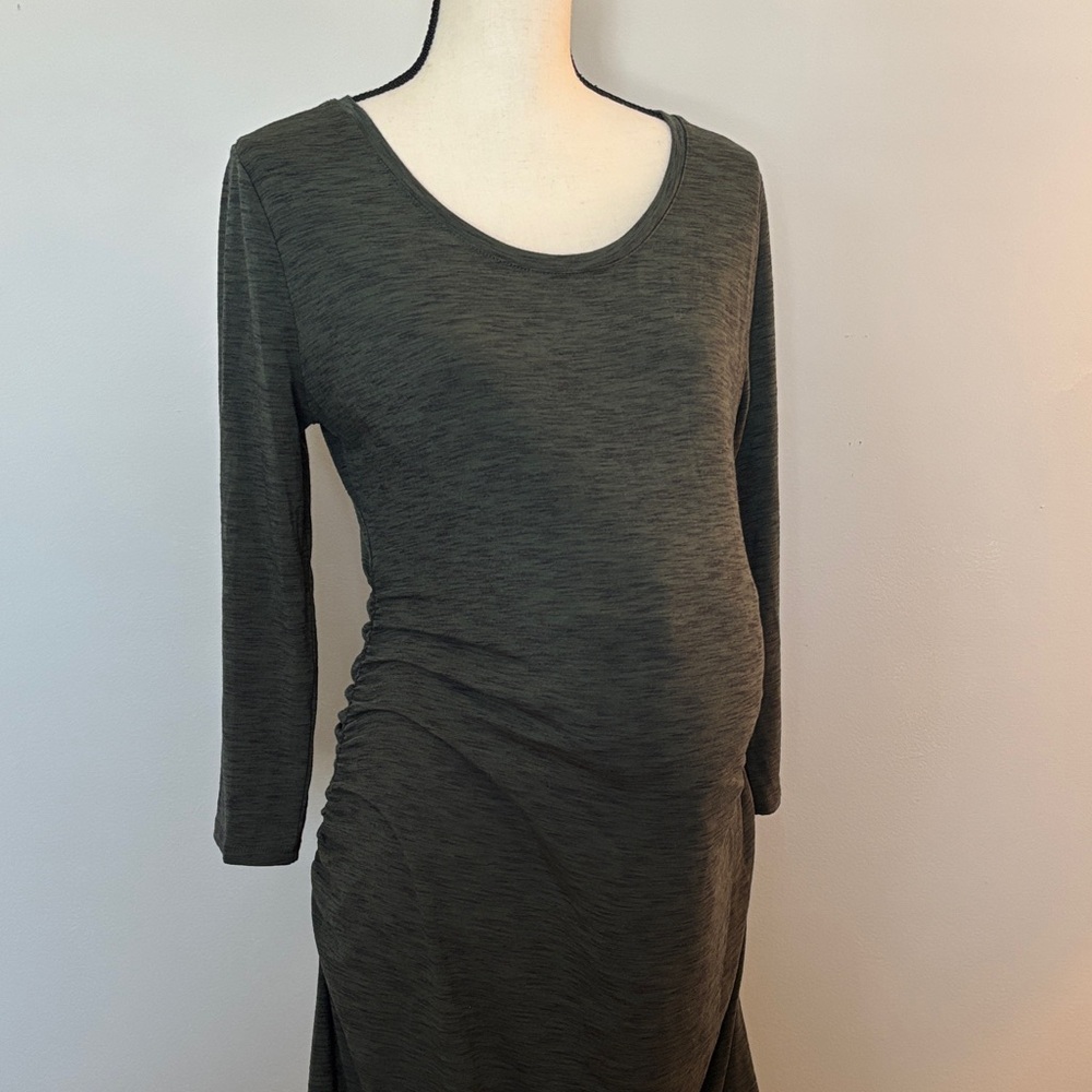 Maternity Olive Green Long Sleeve Dress - Picture 3 of 8